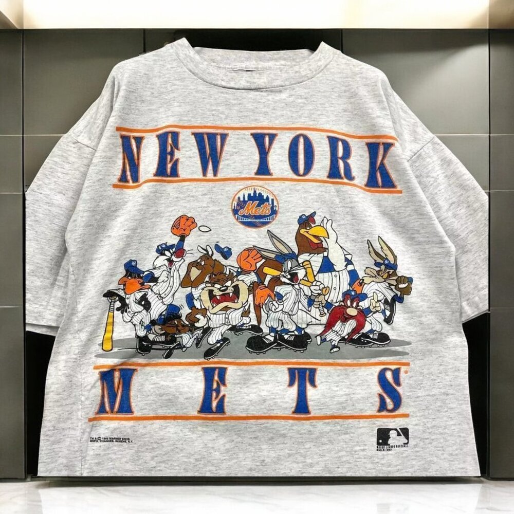 Looney Tunes New York Mets MLB Baseball Graphic T shirt Ash tee HN1283